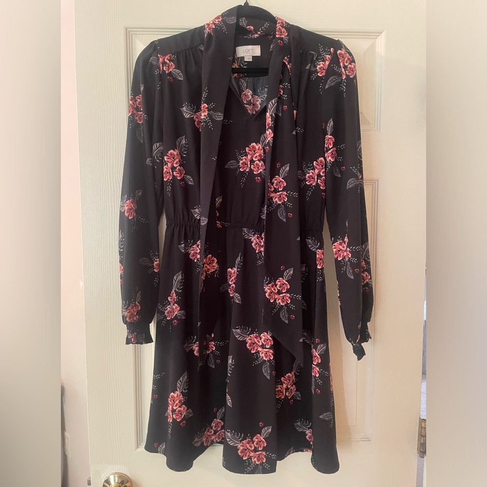Black and pink floral dress